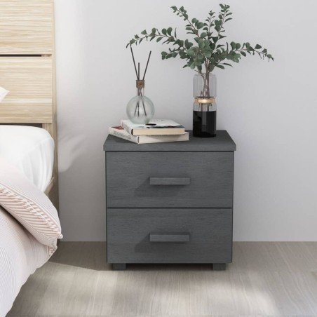 Table de chevet HAMAR Gris foncé 40x35x44,5 cm Bois pin massif 
