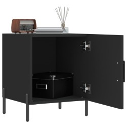 Table de chevet noir 40x40x50 cm bois d’ingénierie 