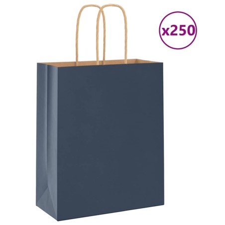 Sacs en papier 250 pcs avec poignées bleu 18x8x22 cm 