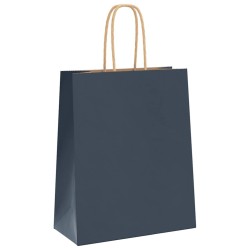 Sacs en papier 250 pcs avec poignées bleu 18x8x22 cm 