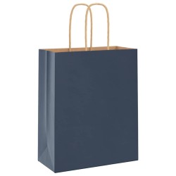Sacs en papier 250 pcs avec poignées bleu 18x8x22 cm 
