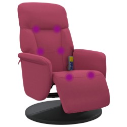 Fauteuil de massage inclinable avec repose-pied rouge bordeaux 