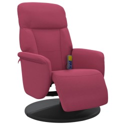 Fauteuil de massage inclinable avec repose-pied rouge bordeaux 