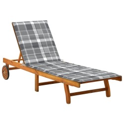 Chaise longue de jardin avec coussin Bois d'acacia solide 