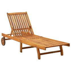 Chaise longue de jardin avec coussin Bois d'acacia solide 