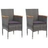 Ensemble de bistro 3 pcs Résine tressée et bois d'acacia Gris 