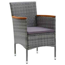 Ensemble de bistro 3 pcs Résine tressée et bois d'acacia Gris 
