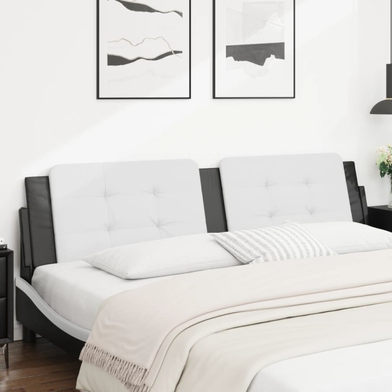 Coussin de tête de lit noir et blanc 200 cm similicuir 