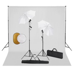 Kit de studio photo avec lampes toile de fond et réflecteur  
