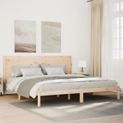 Cadre de lit extra long sans matelas 200x220 cm bois massif 