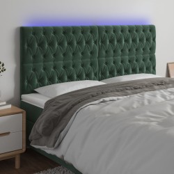 Tête de lit à LED Vert foncé 200x7x118/128 cm Velours 