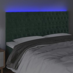 Tête de lit à LED Vert foncé 200x7x118/128 cm Velours 