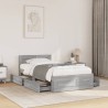 Cadre de lit et tête de lit sans matelas gris béton 100x200 cm 