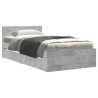 Cadre de lit et tête de lit sans matelas gris béton 100x200 cm 