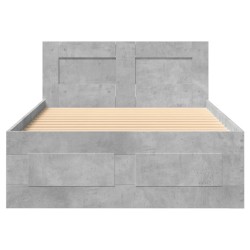 Cadre de lit et tête de lit sans matelas gris béton 100x200 cm 