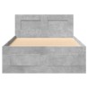 Cadre de lit et tête de lit sans matelas gris béton 100x200 cm 