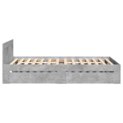 Cadre de lit et tête de lit sans matelas gris béton 100x200 cm 