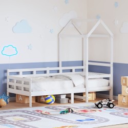 Lit de jour avec toit sans matelas blanc 90x190 cm bois massif 