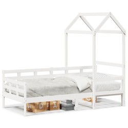 Lit de jour avec toit sans matelas blanc 90x190 cm bois massif 