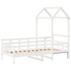 Lit de jour avec toit sans matelas blanc 90x190 cm bois massif 