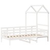 Lit de jour avec toit sans matelas blanc 90x190 cm bois massif 