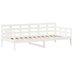Lit de jour avec toit sans matelas blanc 90x190 cm bois massif 