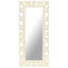 Miroir sculpté à la main Blanc 110x50cm Bois de manguier massif 
