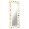 Miroir sculpté à la main Blanc 110x50cm Bois de manguier massif 