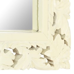 Miroir sculpté à la main Blanc 110x50cm Bois de manguier massif 