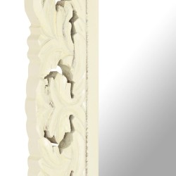 Miroir sculpté à la main Blanc 110x50cm Bois de manguier massif 