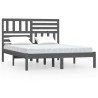 Cadre de lit sans matelas gris 150x200 cm bois de pin massif 