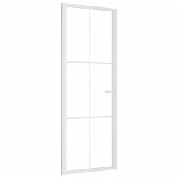 Porte intérieure 76x201,5 cm Blanc Verre ESG et aluminium 