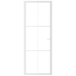 Porte intérieure 76x201,5 cm Blanc Verre ESG et aluminium 