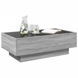 Table basse avec LED sonoma gris 90x50x30 cm bois d'ingénierie 