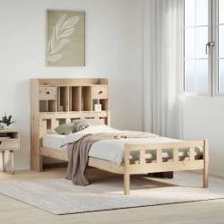 Lit bibliothèque sans matelas 90x190 cm bois de pin massif 