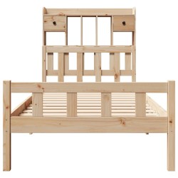 Lit bibliothèque sans matelas 90x190 cm bois de pin massif 