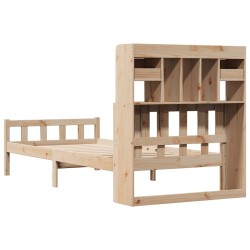 Lit bibliothèque sans matelas 90x190 cm bois de pin massif 