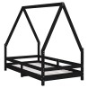 Cadre de lit pour enfant noir 80x160 cm bois de pin massif 