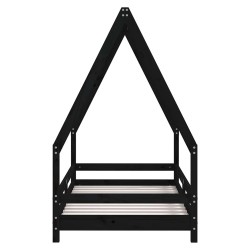 Cadre de lit pour enfant noir 80x160 cm bois de pin massif 