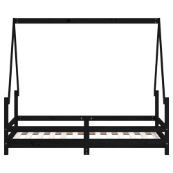 Cadre de lit pour enfant noir 80x160 cm bois de pin massif 