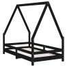 Cadre de lit pour enfant noir 80x160 cm bois de pin massif 