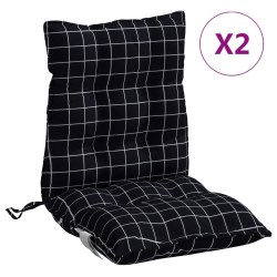 Coussins de chaise à dossier bas lot de 2 motif à carreaux noir 