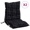 Coussins de chaise à dossier bas lot de 2 motif à carreaux noir 