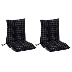 Coussins de chaise à dossier bas lot de 2 motif à carreaux noir 