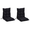 Coussins de chaise à dossier bas lot de 2 motif à carreaux noir 