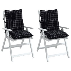 Coussins de chaise à dossier bas lot de 2 motif à carreaux noir 