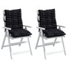 Coussins de chaise à dossier bas lot de 2 motif à carreaux noir 