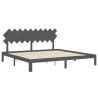 Cadre de lit sans matelas gris 200x200 cm bois massif de pin 