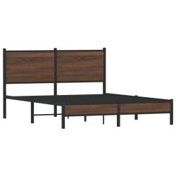 Cadre de lit en métal sans matelas chêne marron 150x200 cm 
