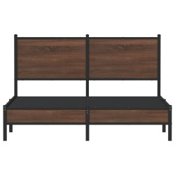 Cadre de lit en métal sans matelas chêne marron 150x200 cm 